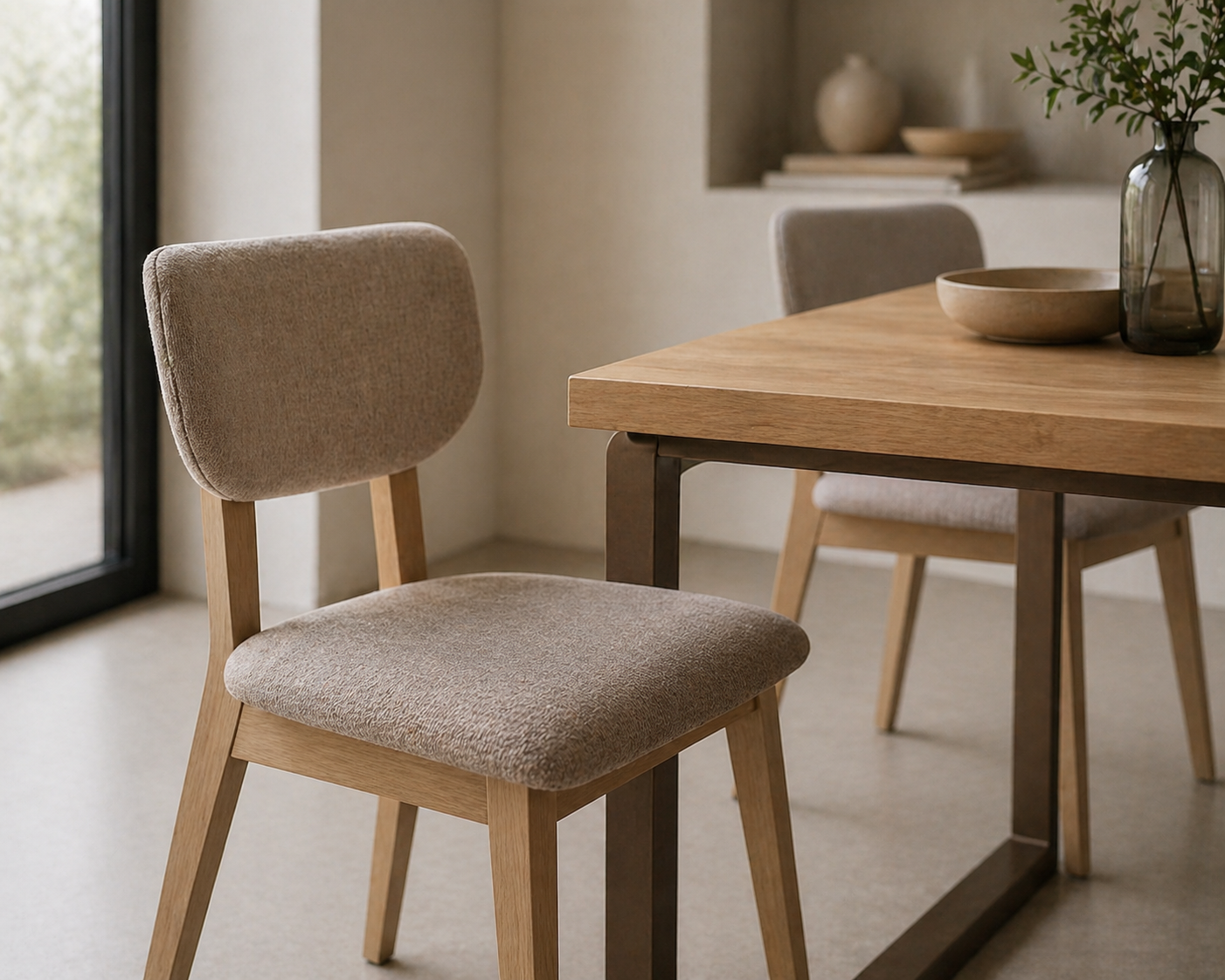 Conjunto visual de mesa y sillas